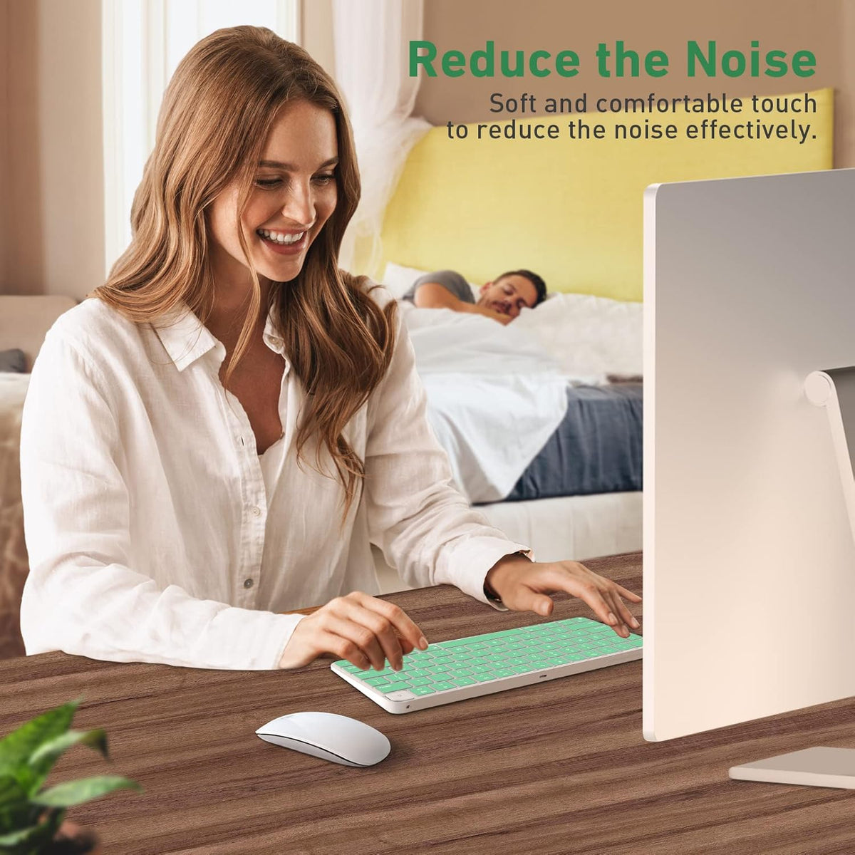Allinside Silicone Keyboard Cover for iMac Magic Keyboard A2449/A2450, Protective Skin for iMac 24" Wireless Keyboard Released in 2021, US Layout, Light Green