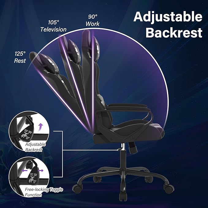 Ergonomic PU Leather Computer ChairHome Office Desk Chair with Adjustable Lumbar SupportExecutive High Back 360°Swivel Rolling Gaming Chairs for Adults(CAMO)