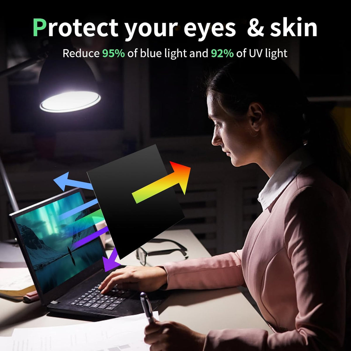 Laptop Privacy Screen 16 Inch, Laptop Screen Privacy Shield 16:9 Aspect Ratio Anti-Glare Blue Light Computer Monitor Protector,Removable 16in Filter for Lenovo HP Dell Acer Asus Thinkpad Envy Xps