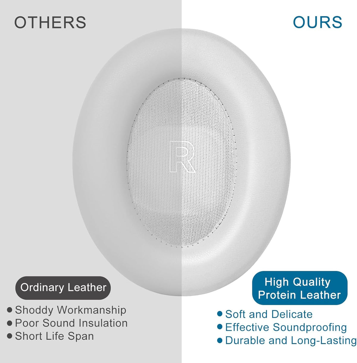 GEVO Earpads Replacement for Bose QuietComfort Ultra (QC Ultra), Ear Pads Cushions Replacement with Protein Leather and Memory Foam,White Smoke