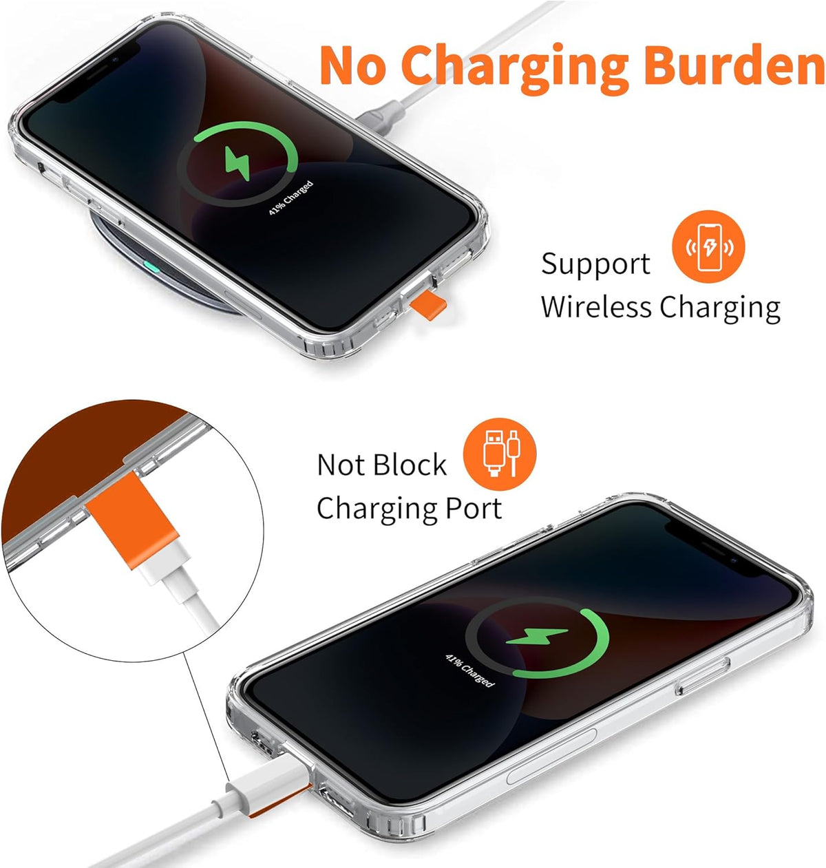 CACOE Cell Phone Lanyard Universal Crossbody Multifuctional Lanyard Compatible with Most Smartphones (Orange, 30"(Neck Strap×1)+8"(Wrist Strap×1))