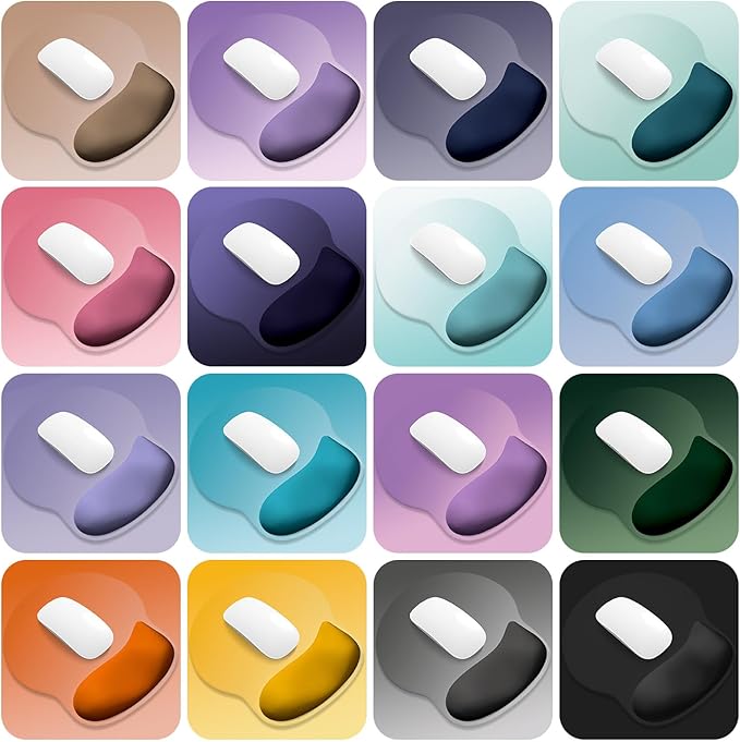 ITNRSIIET Ergonomic Mouse Pad with Wider Memory Foam Wrist Rest +17% - Curved Cushion Reduces Pressure 20%, Pain Relief, Non-Slip, Smooth, Cute Colors, 9.85 x 9 in, Peach Gradient