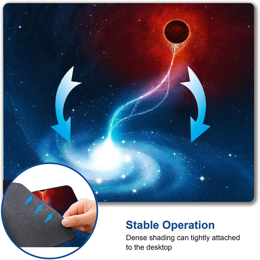 Cool Galaxy Mouse Pad, Black Holes Engulf Galaxies Square Mouse Pad Non-Slip Rubber Base Gaming MousePads for Computers Laptop Office, 9.5"x7.9"x0.12" Inch( 240mm x 200mm x 3mm)