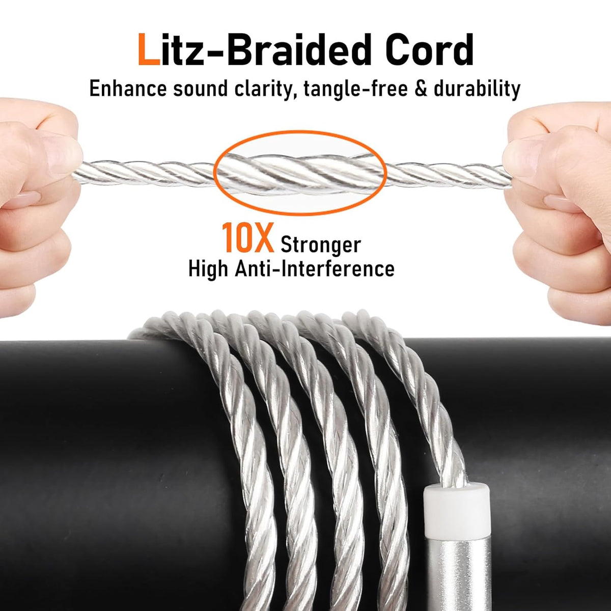 Premium HiFi IEM Cable - Silver-Plated 3.5mm to MMCX Cord, Lossless-Sound in-Ear Monitor Cables for Vibes 201/202, Shure SE215/315/425/535/846-Silver (HC001)