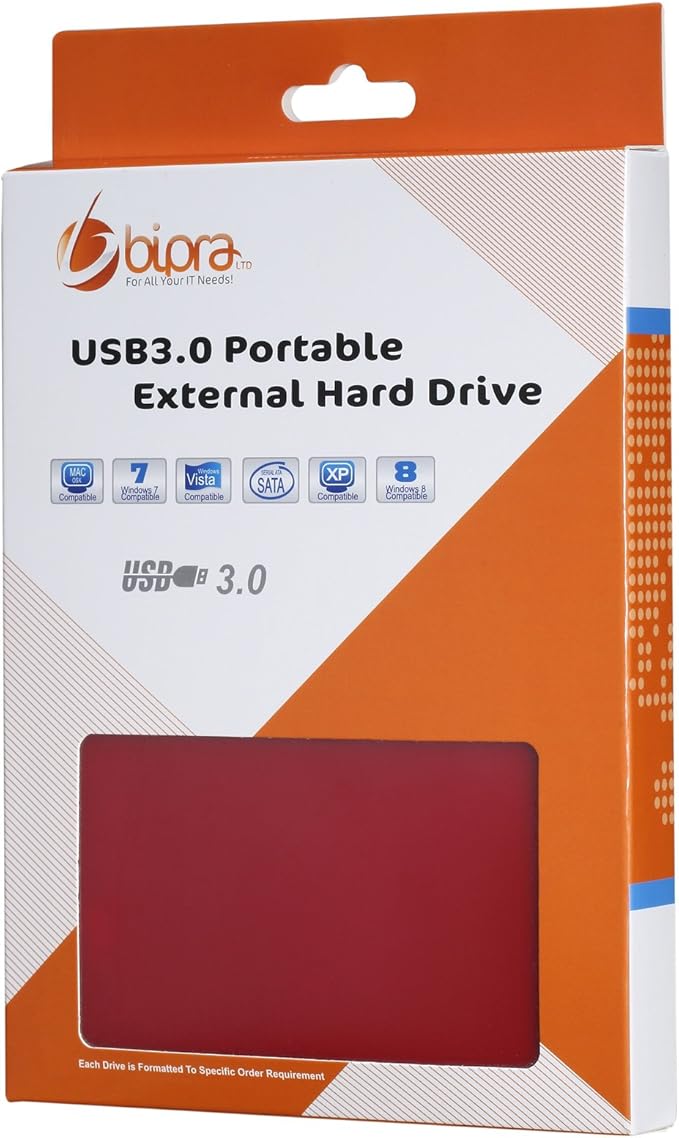 U3 2.5 inch USB 3.0 FAT32 Portable External Hard Drive - Red (250GB)