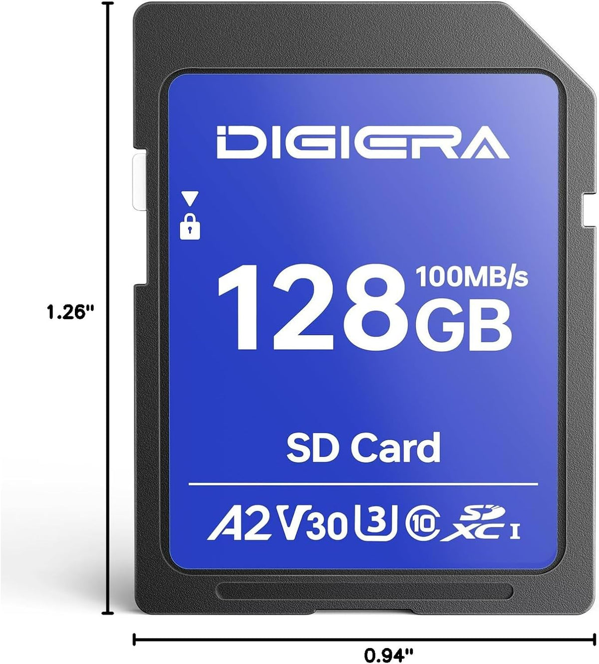 128GB CS100 100MB/s, C10, U3, V30, 4K (1 Pack) DIGIERA SDXC UHS-I Memory Card - up to UHD, SD Card for Computers