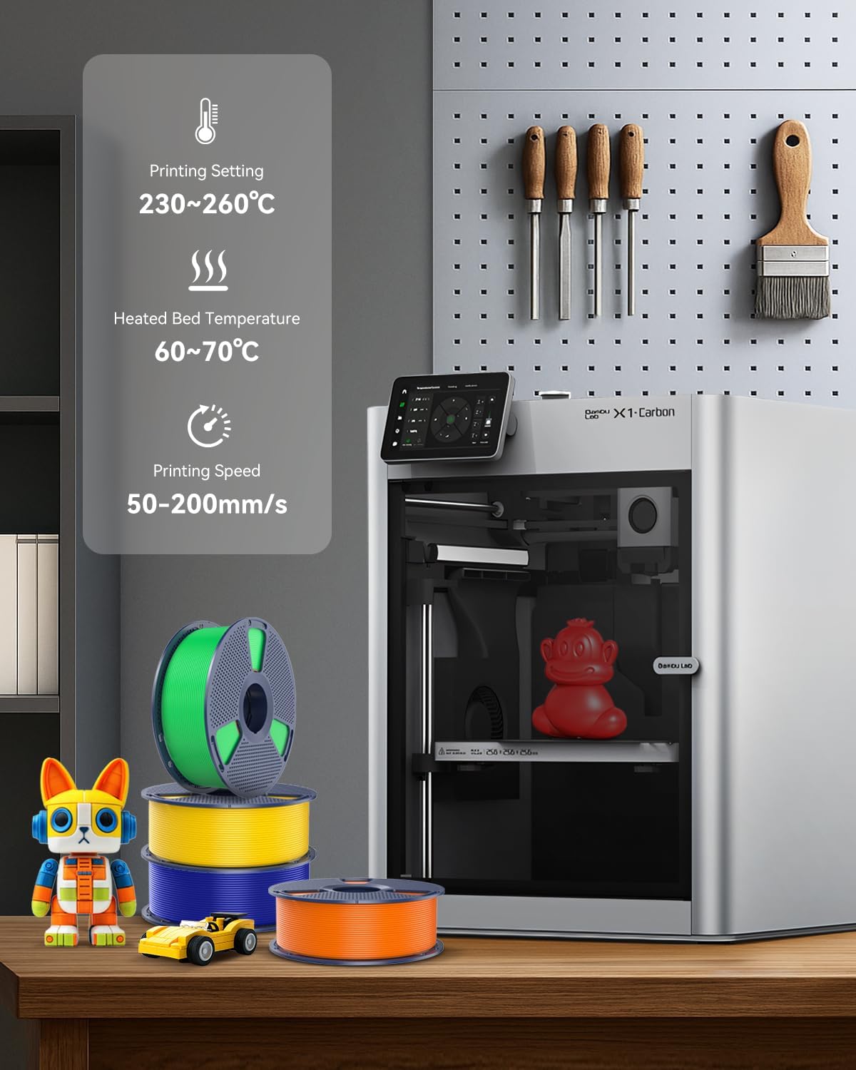 SUNLU Large Spool 3KG PETG Filament, 3D Printer Filament PETG 1.75mm, Less Stringing Good Layer Adhesion High Toughness, Big Roll Filament, 3kg Spool(6.6 lbs), Grey