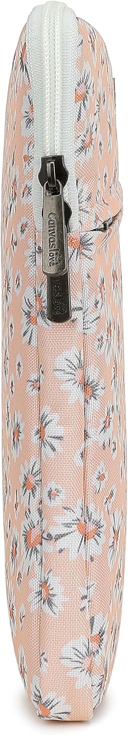 Canvaslove Pink Chrysanthemum Laptop Sleeve Case Bag With Pocket for MacBook Pro 14 inch,Surface Laptop 14.4 inch and HP Lenovo Dell ASUS Acer 14 inch Laptop Computer