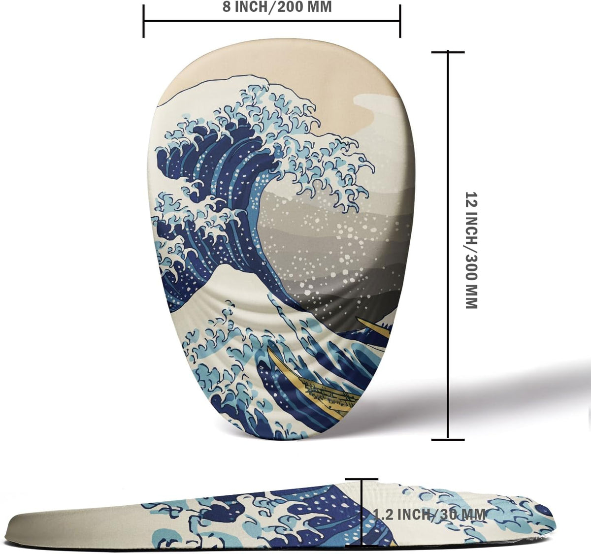Ergonomic Mouse Pad Wrist Rest, Japanese Sea Wave Mouse Pad with Wrist Support, Memory Foam Massage Design & Non-Slip PU Base MousePads for Pain Relief, Desk, Office, Home, Kanagawa Wave