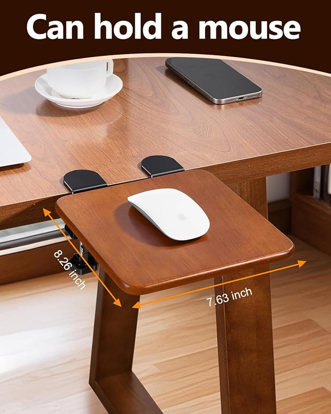 Ergonomic Desk Extender Tray 8.2x7.6 Table Mount Arm Wrist Rest Shelf 90° Foldable Elbow Support Sturdy Mouse Arm SupportClamp on Computer Arm Rest for Desk Office & Home UseWood