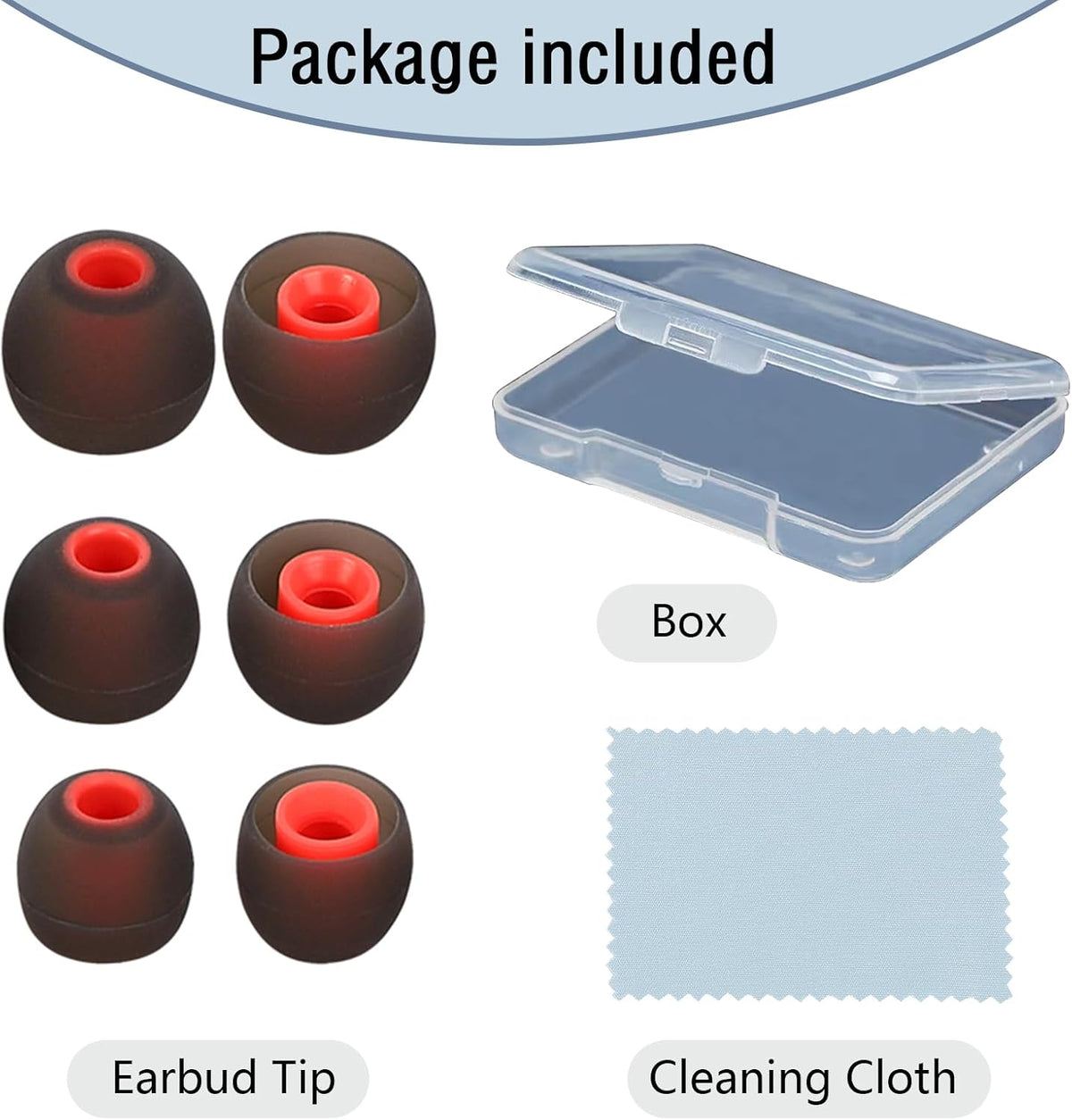 Earbud Replacement Tips Silicone Earbud Tips Ear Tips Fit for in-Ear Headphones (Inner Hole 3.8mm -5.1mm) Earbud Rubber Tips Earbud Covers 9 Pairs S/M/L