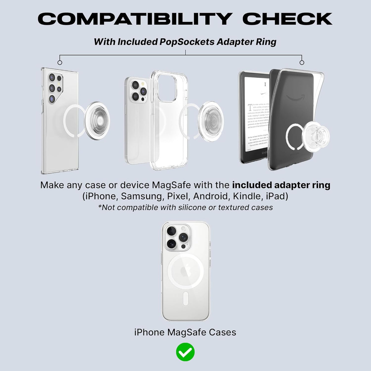 PopSockets Phone Grip for MagSafe with Kickstand, Magnetic Stand, Swappable Top, Secure Hold for iPhone MagSafe Cases, Phone & Tablet Grip - Dusty Rose