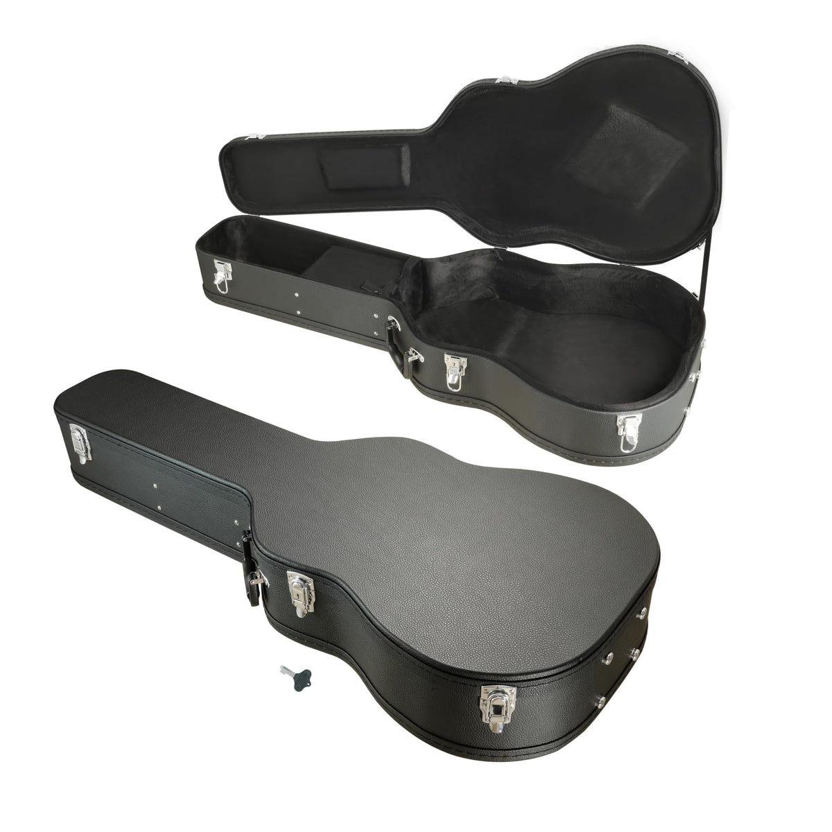 TOPURWAY 41 Inch Acoustic Guitar Hard Case Wooden Guitar Hard Shell for Acoustic Carrying Case with 2 Lock Latch Key, Black