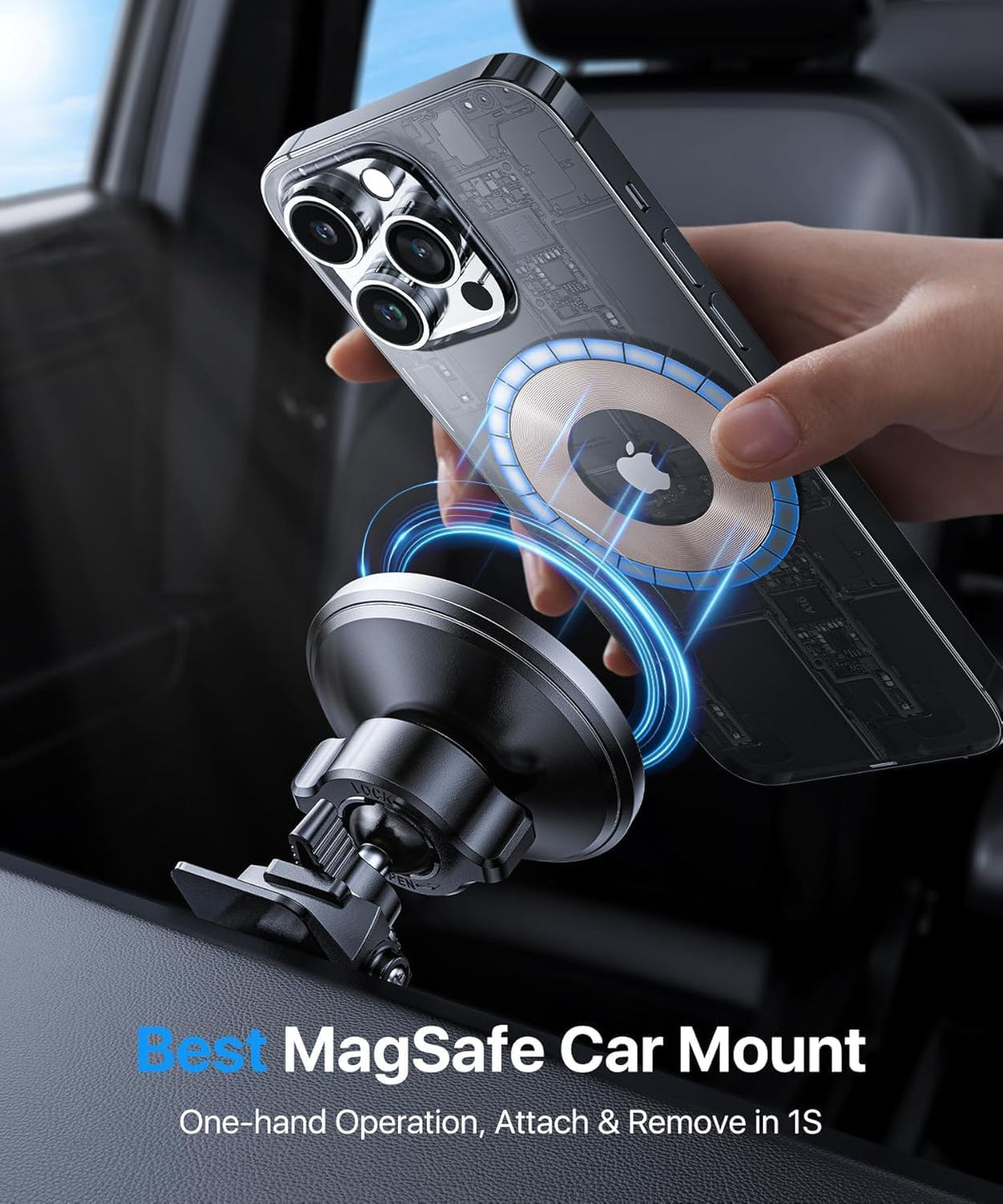 andobil Magnetic Phone Holder for Car Vent Suitable for iPhone 16/15/14 Grey
