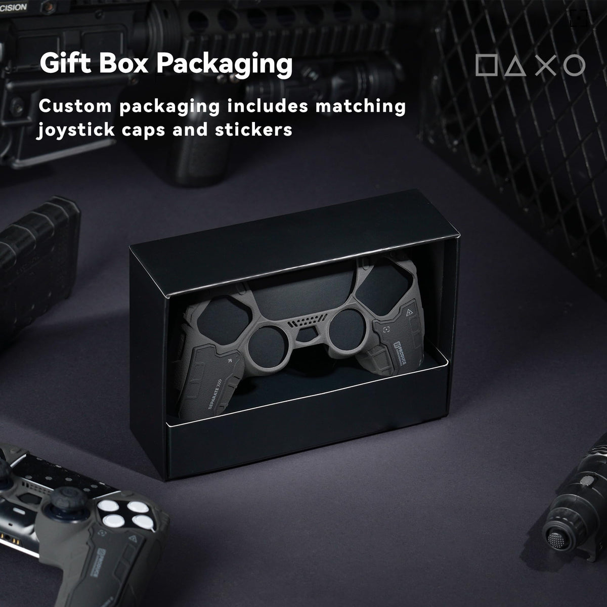 GeekShare G.S.TAC Tactical PS5 Controller Skin Set, Anti-Slip Silicone Protective Cover Skin Case for PS5 Wireless Controller with 2 Thumb Grip Caps