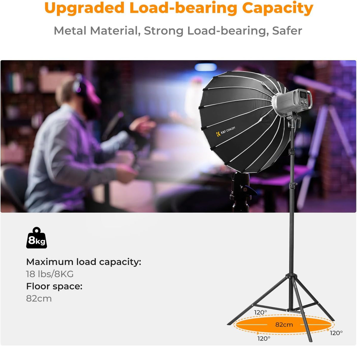 K&F Concept Light Stand for Photography, 9.1ft/2.8M Portable Extendable Photo Video Tripod Stand, Heavy Duty Light Stand Lighting Tripod with 1/4" Screw for Strobe Light/Webcams/Cameras/Softbox