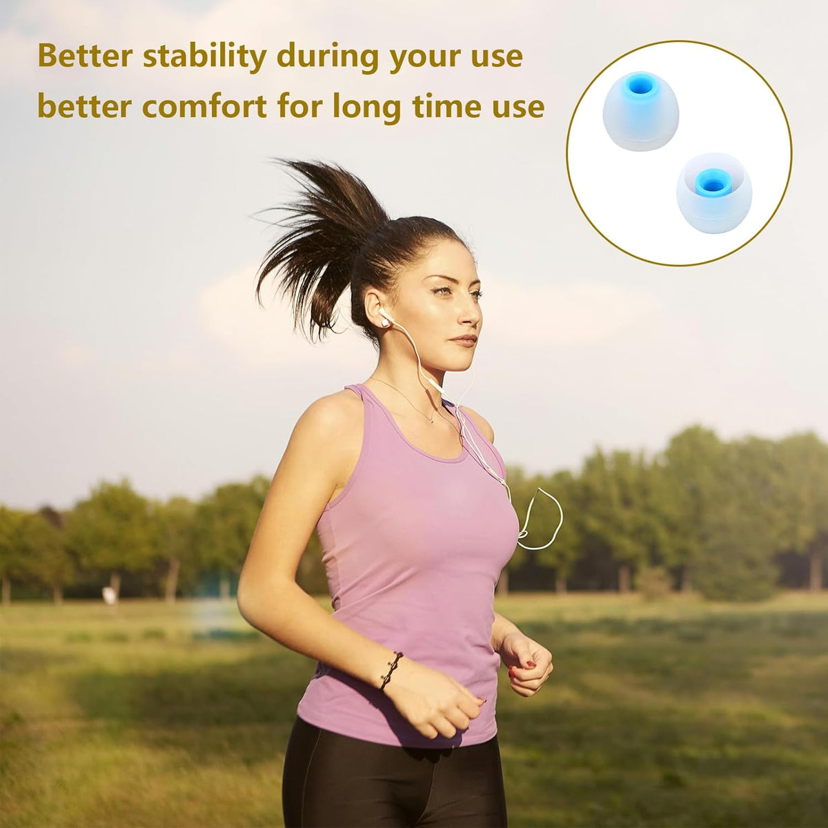 Silicone Earbud Tips - Fit for in-Ear Headphones (Inner Hole 3.8mm -5.1mm) - 9 Pairs S/M/L