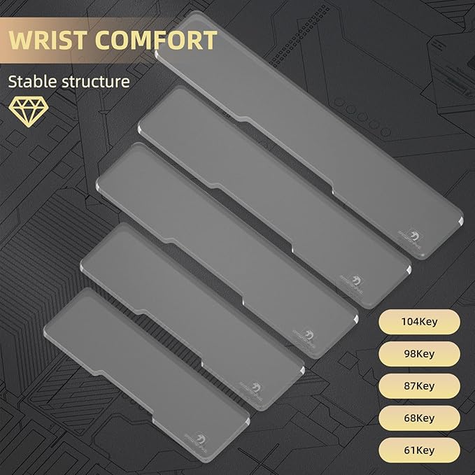 SELORSS Acrylic Keyboard Wrist Rest 98-Key Mechanical Keyboards Ergonomic Palm Rest for Computer KeyboardAnti-Slip BaseWrist Pad for LaptopOffice & Home-Easy Typing