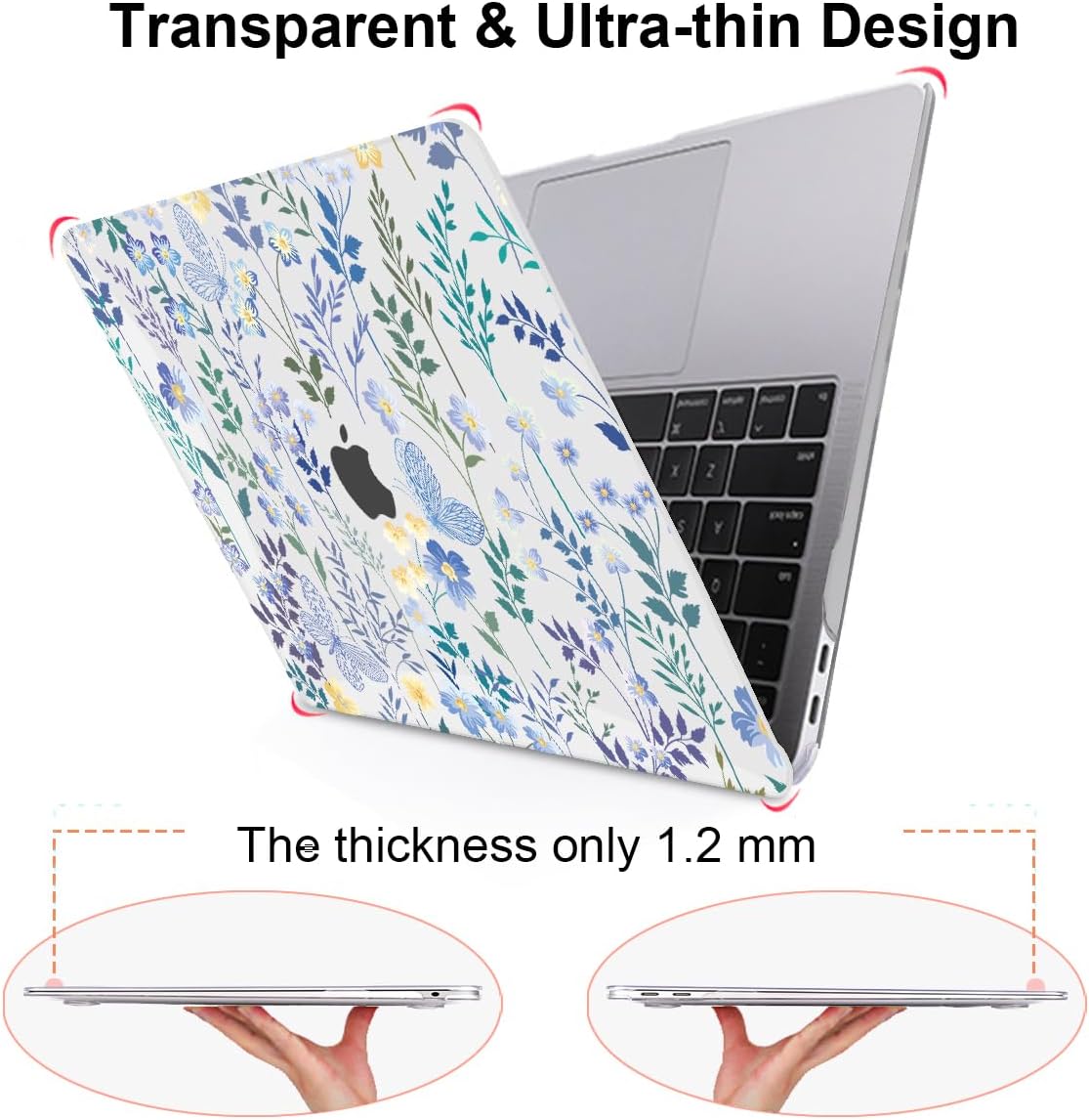 for MacBook Pro 13 inch Case 2022 2021 2020 Release A2338 M2 M1 A2289 A2251, Printed Pattern Plastic Hard Shell Cover for MacBook Pro 13.3-inch Touch Bar Fits Touch ID, Meadow Wildflower
