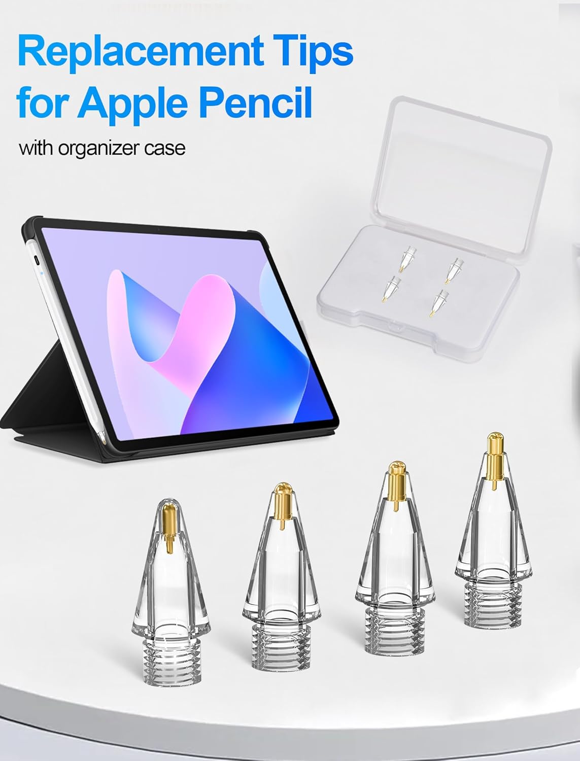 Replacement Pencil Tips for Apple Pencil Pro - 4 Pack Fine Point Metal Tip for Apple Pencil 2nd Generation and 1st Generation