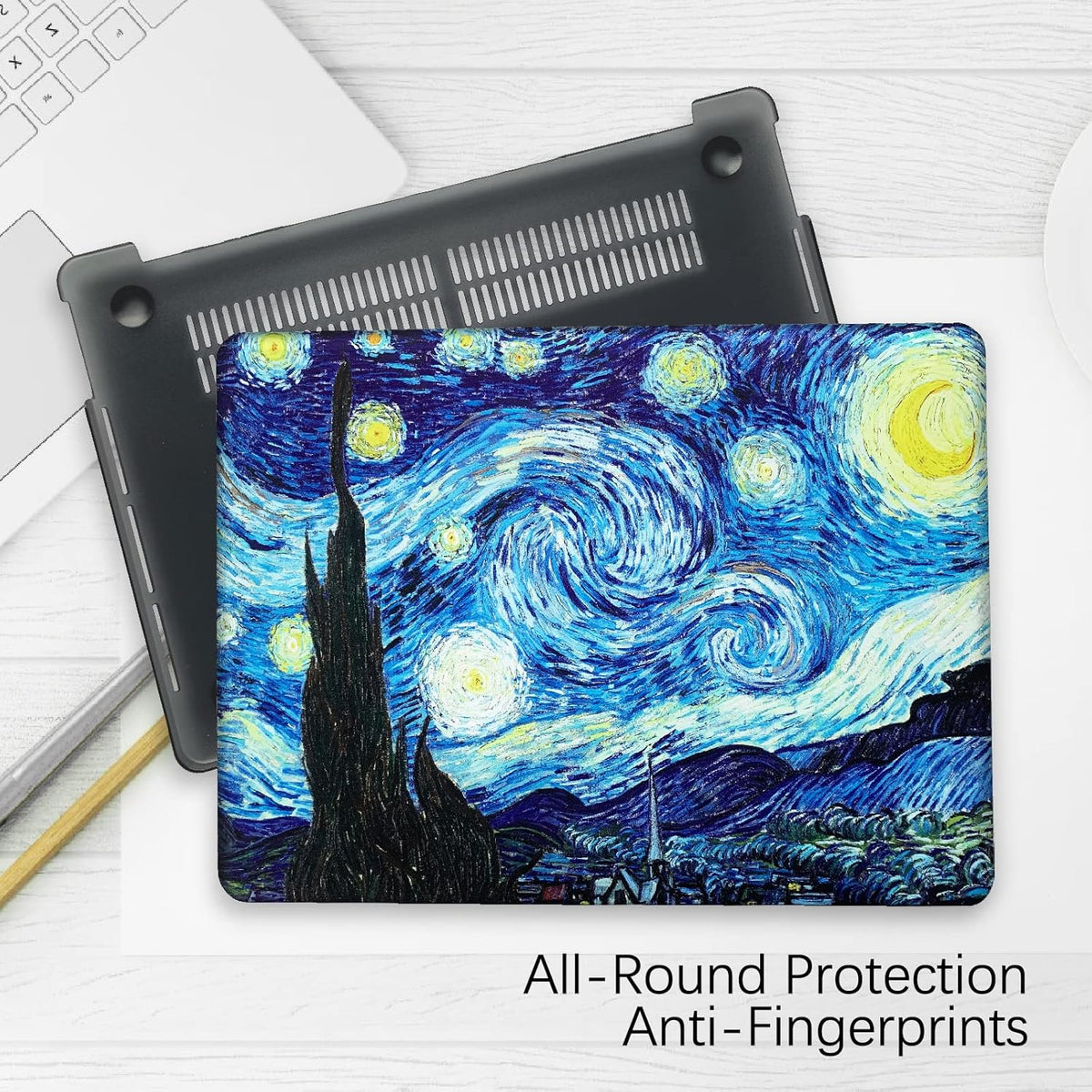 Compatible with MacBook Pro 13 inch Art Case Skin, 2022, 2021, 2020-2016 Release A1706/A1989/A2159 Cover Hard Shell with Keyboard Cover & Screen Protector (The Starry Night by Vincent Van Gogh)