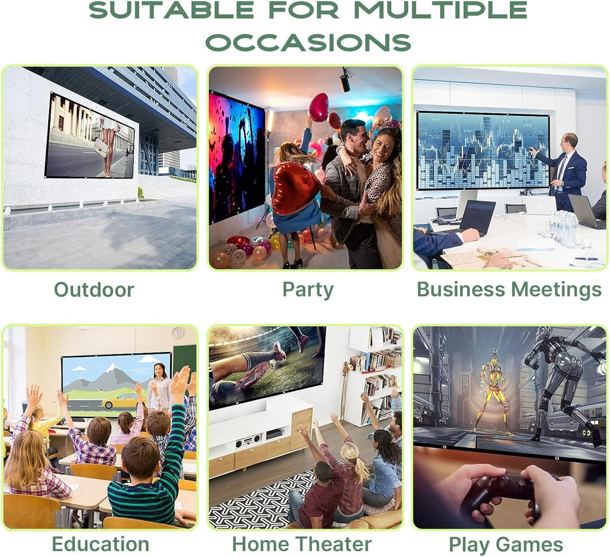AAJK 80 inch 16:9 Projector Screen, Washable Projector Screen Foldable Anti-Crease Portable Projector Movies Screen
