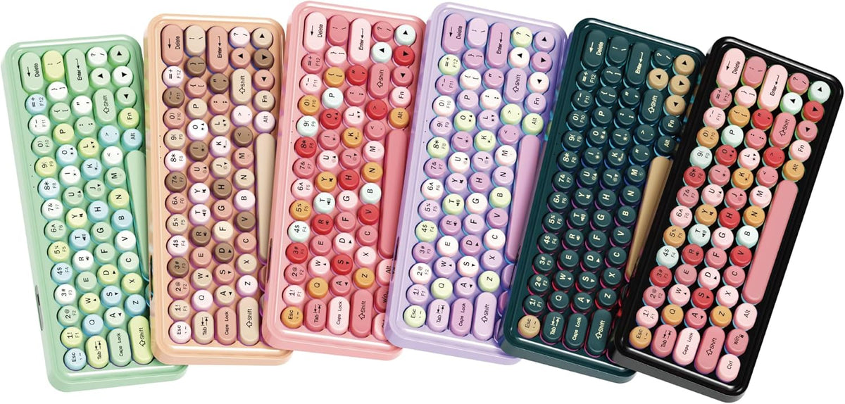 HongCai 65 Wired RGB Creamy Typewriter Keyboard. Percent Retro LED Membrance Gaming Keyboard. Small Ergonomic Optical