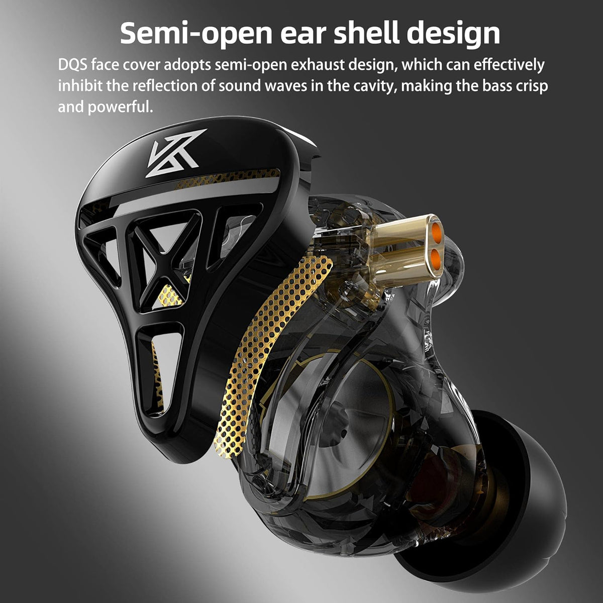 KZ DQS Wired Earbuds Dynamic Driver in Ear Monitor Headphone Semi-Open HiFi Bass Earphone 2pin 3.5mm Gaming Earbuds (Without Mic)
