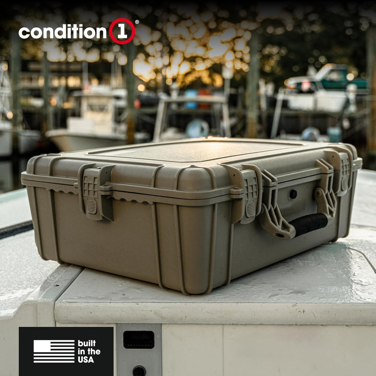 Condition 1 25" Large Waterproof Hard Case Model 839 with Foam, Portable Protective Storage Box for Travel, Hunting, Military, Tactical, Made in USA, 24.50"x 19.46"x8.41" Black