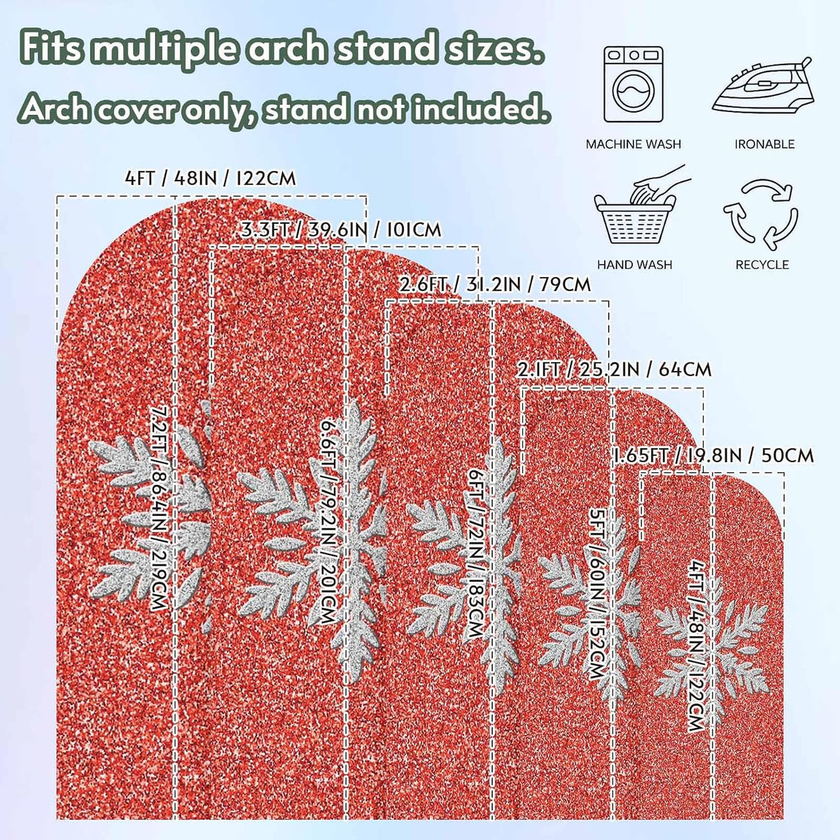 Duskova Living 4 Modern Themed Arch Backdrop Cover FT, Winter Watercolor Sparkling Snowflake Pattern Wedding Arch Cover
