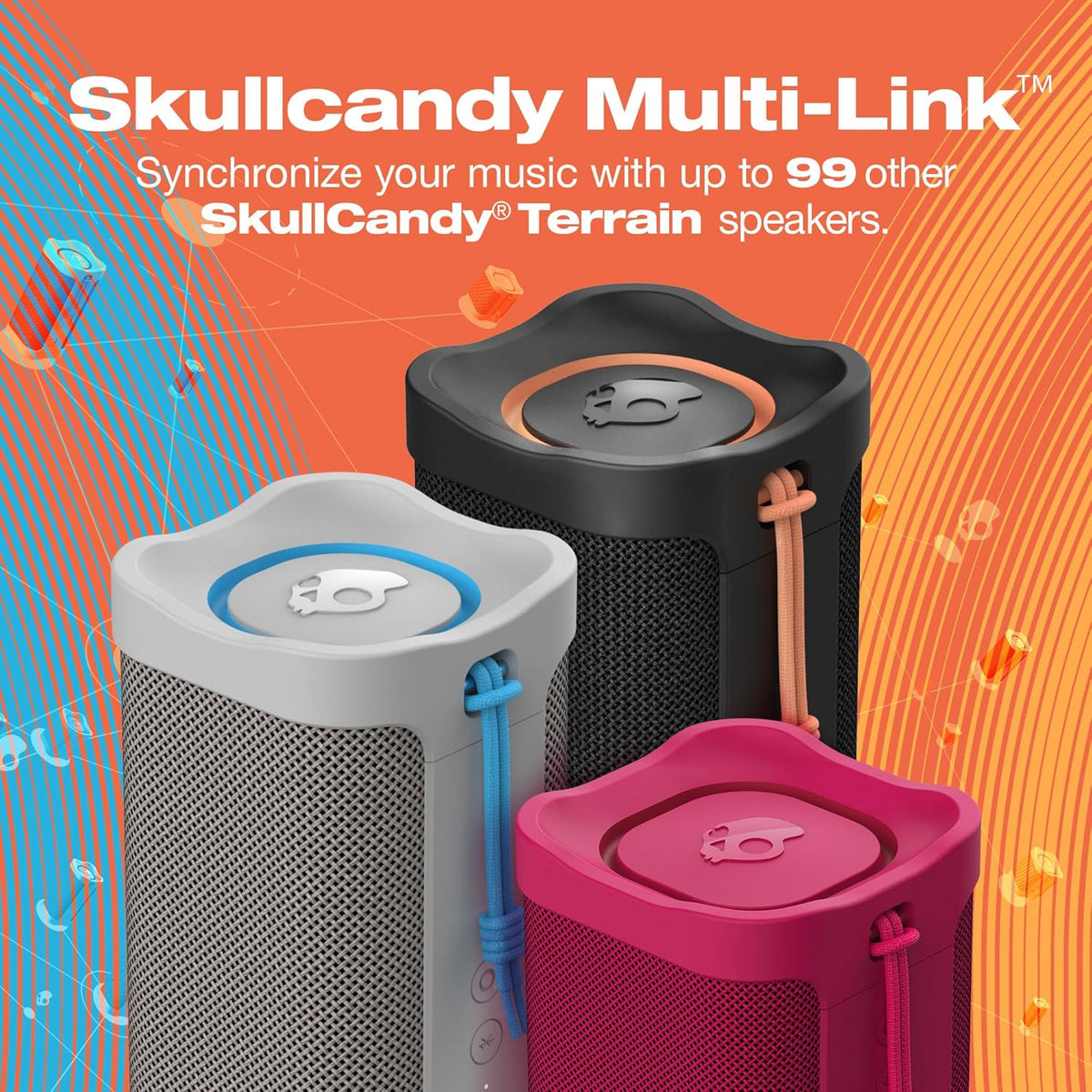 Skullcandy Terrain XL Wireless Bluetooth Speaker - IPX7 Waterproof Portable Speaker, 18 Hour Battery, Nylon Wrist Wrap, True Wireless Stereo (Green)