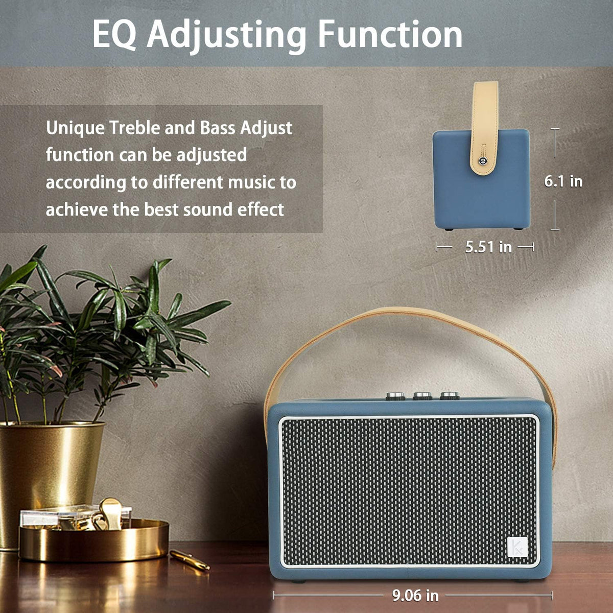 Vintage Bluetooth Speakers, KONEX 40W Leather Portable Wireless Speaker, Bluetooth 4.2 Heavy Bass Music Player, 20H Long Playtime, Mid Century Modern Decor for Home, Office, Party, Gift for Friend