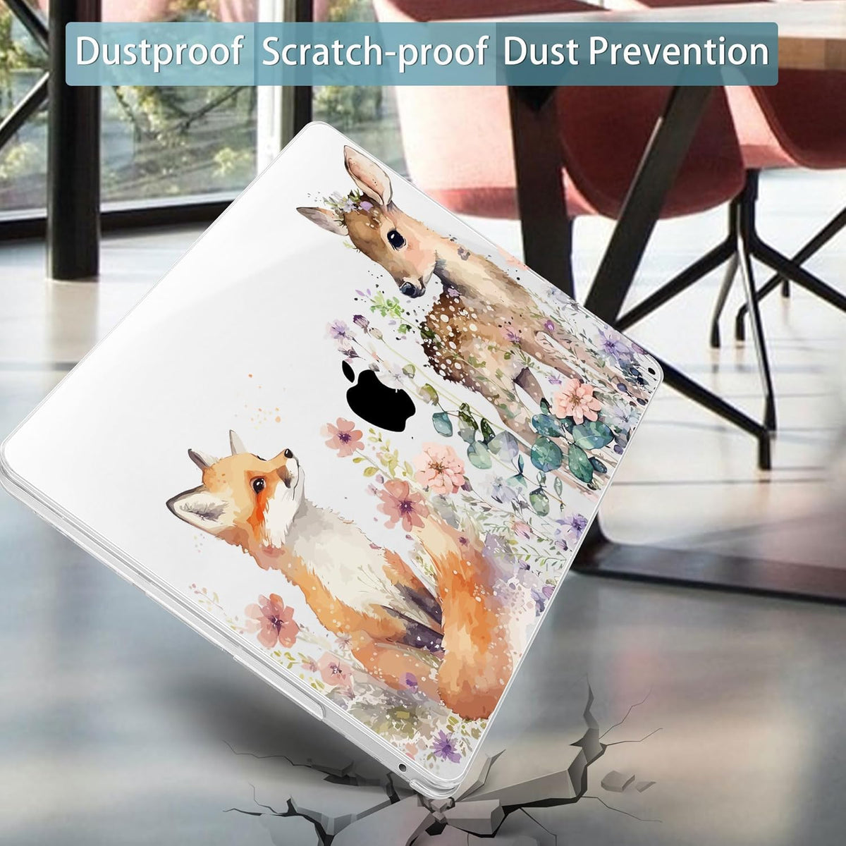 Mektron for MacBook Pro 13-inch Case 2022 2021 2020 Release A2338 M2 M1 A2289 A2251, Printed Plastic Hard Shell Cover for New MacBook Pro 13.3-inch Touch Bar Fits Touch ID,Fox and Deer
