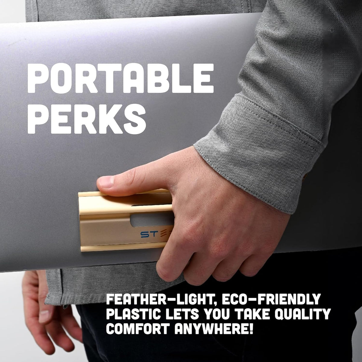 Steepy Portable Laptop Stand for Desk 3 Heights Computer Stand for Laptop Riser – Ergonomic Soporte para Laptop Base – Computer Holder & Elevated Lifter for Travel, Home Office, Projector Riser or DJ
