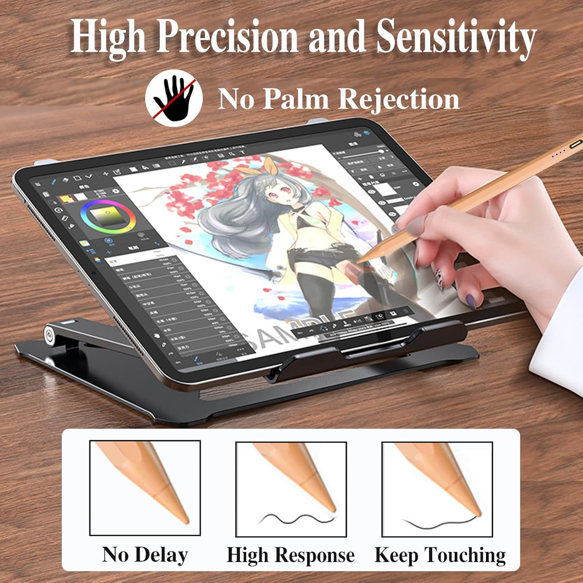Stylus Pen for Touch Screen, Rechargeable Active Magnetic iPad Pencil UniversalTablet Pencil Stylus Pen for iPad/Pro/Air/Mini/iPhone Samsung/Android and Other Smartphone Devices-Orange