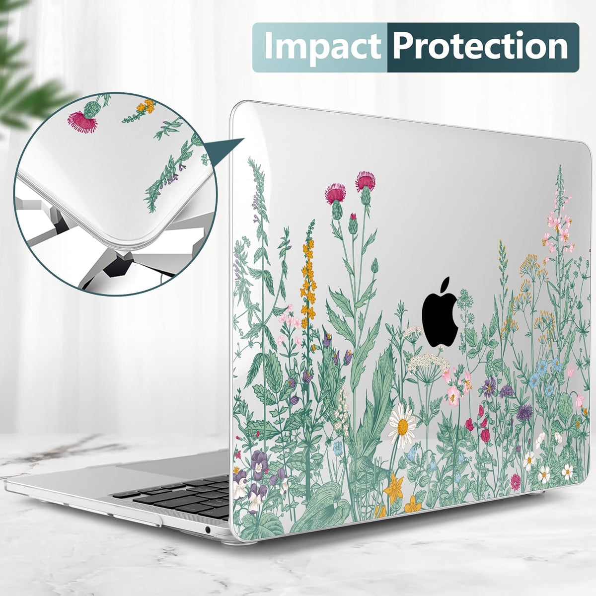 TWOLSKOO Compatible with MacBook Pro 13 inch Case 2023-2016 A2338 M2/M1 A2251 A2289 A2159 A1989 A1706, Plastic Hard Shell Cover & Keyboard Skin & Screen Protector, Botanical Illustration