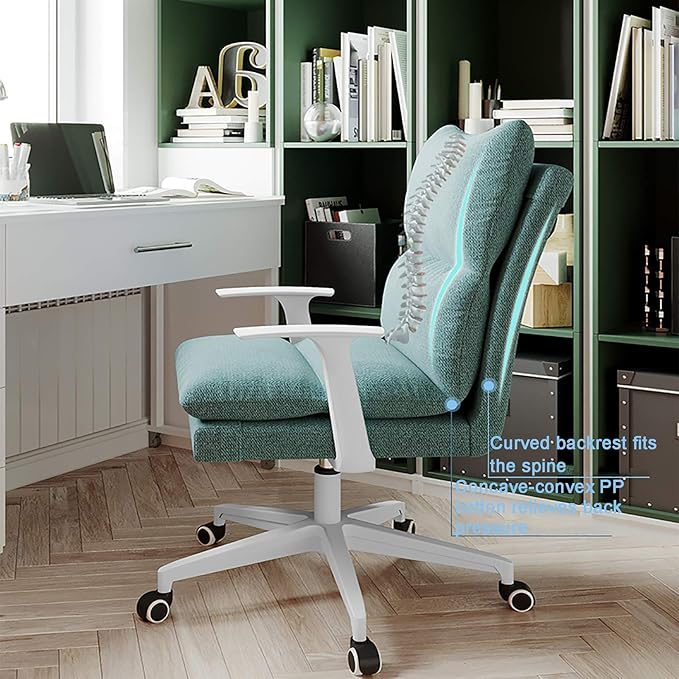 Office Chair Gaming Chair Computer Chair Ergonomic Computer Chair with Soft Removable Seat and Comfortable BackrestUpholstered Gaming Chair with Height Adjustable ArmrestFabric H