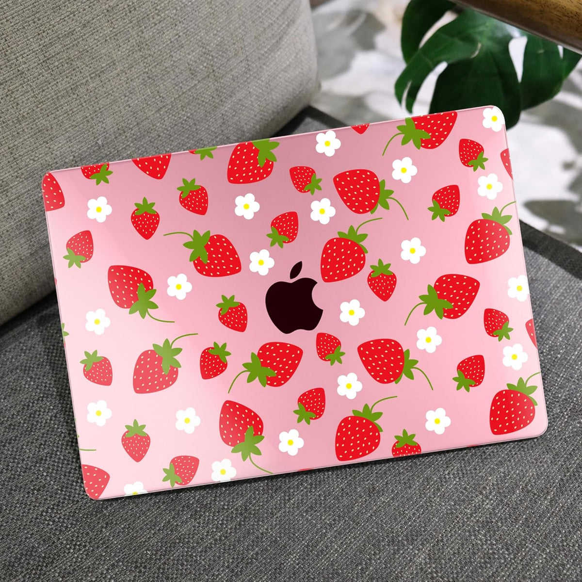 MEEgoodo for M4/M3/M2 MacBook Air 15.3 inch Case 2025 2024 2023, Case Fit Model (A3241/A3114/A2941) for MacBook Air 15 inch, Laptop Hard Shell with Keyboard Cover, Strawberries & Flowers