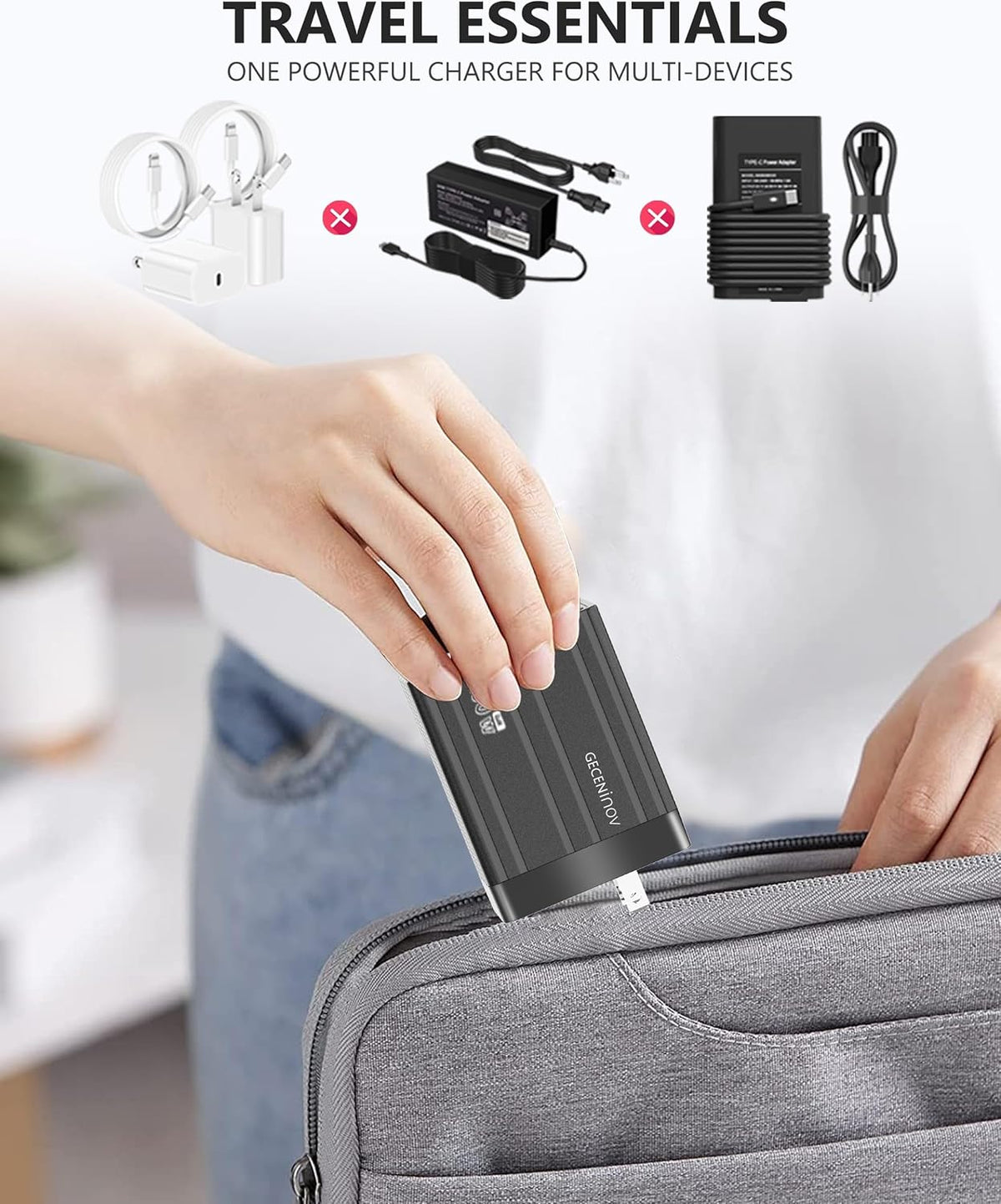 100W USB C Charger Block,4 Ports,Type C GaN Fast Block,Foldable Travel Plug Power Adapter for iPhone iPad Samsung Laptop,Tablets MacBook Pro Charger Replace for 65W 45W