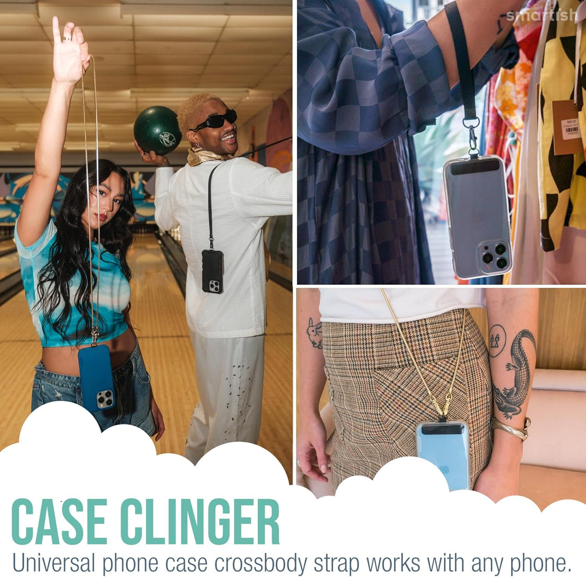 Smartish Phone Wristlet - Case Clinger - Universal iPhone Holder with Detachable Wrist Strap Loop for All Phone Cases - Black Vegan Leather