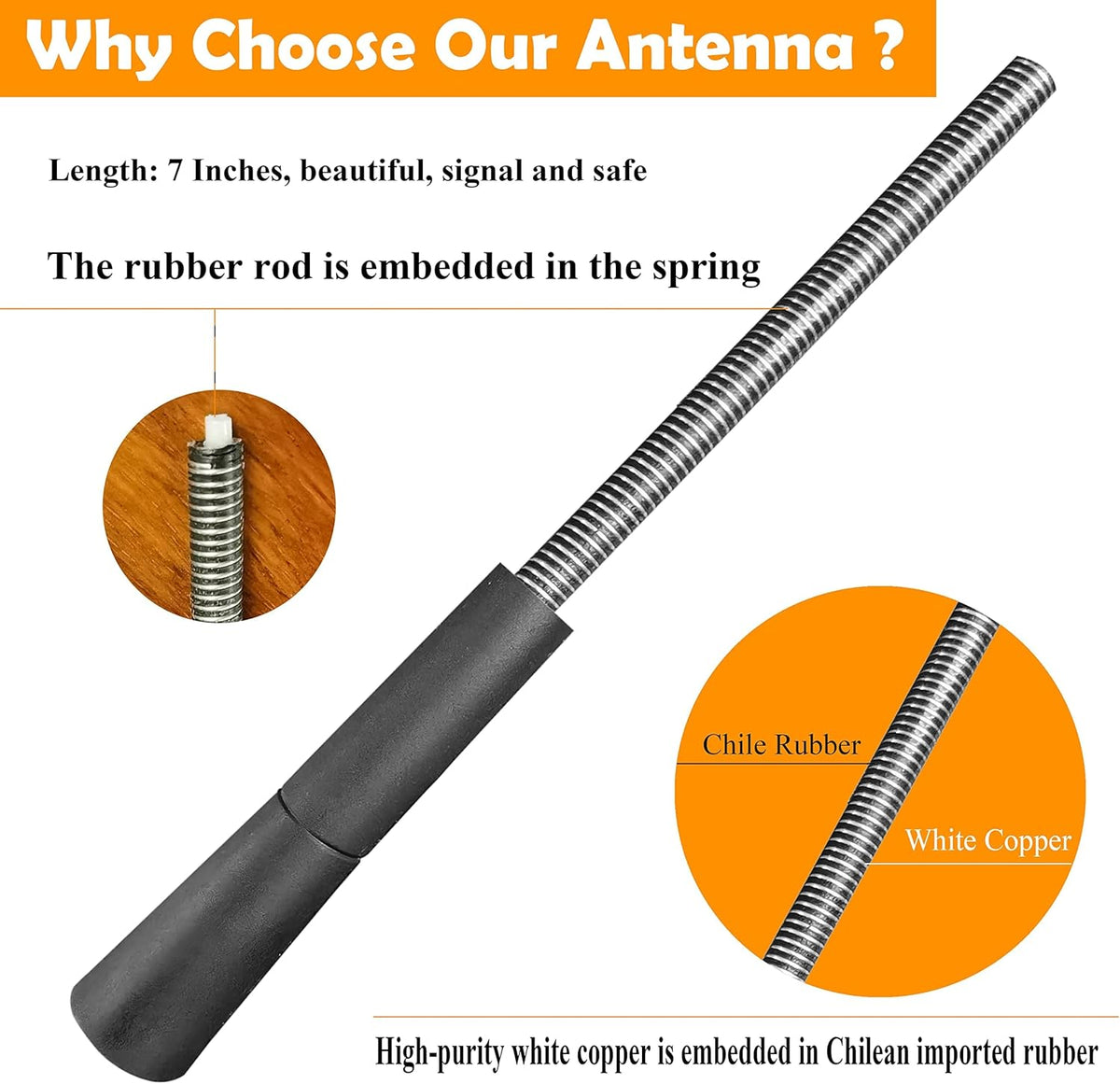 Heating Master 7 Inch (2003-2014), Antenna Replacement for Toyota Sienna Toyota Sienna Antenna, Flexible Rubber Antenna