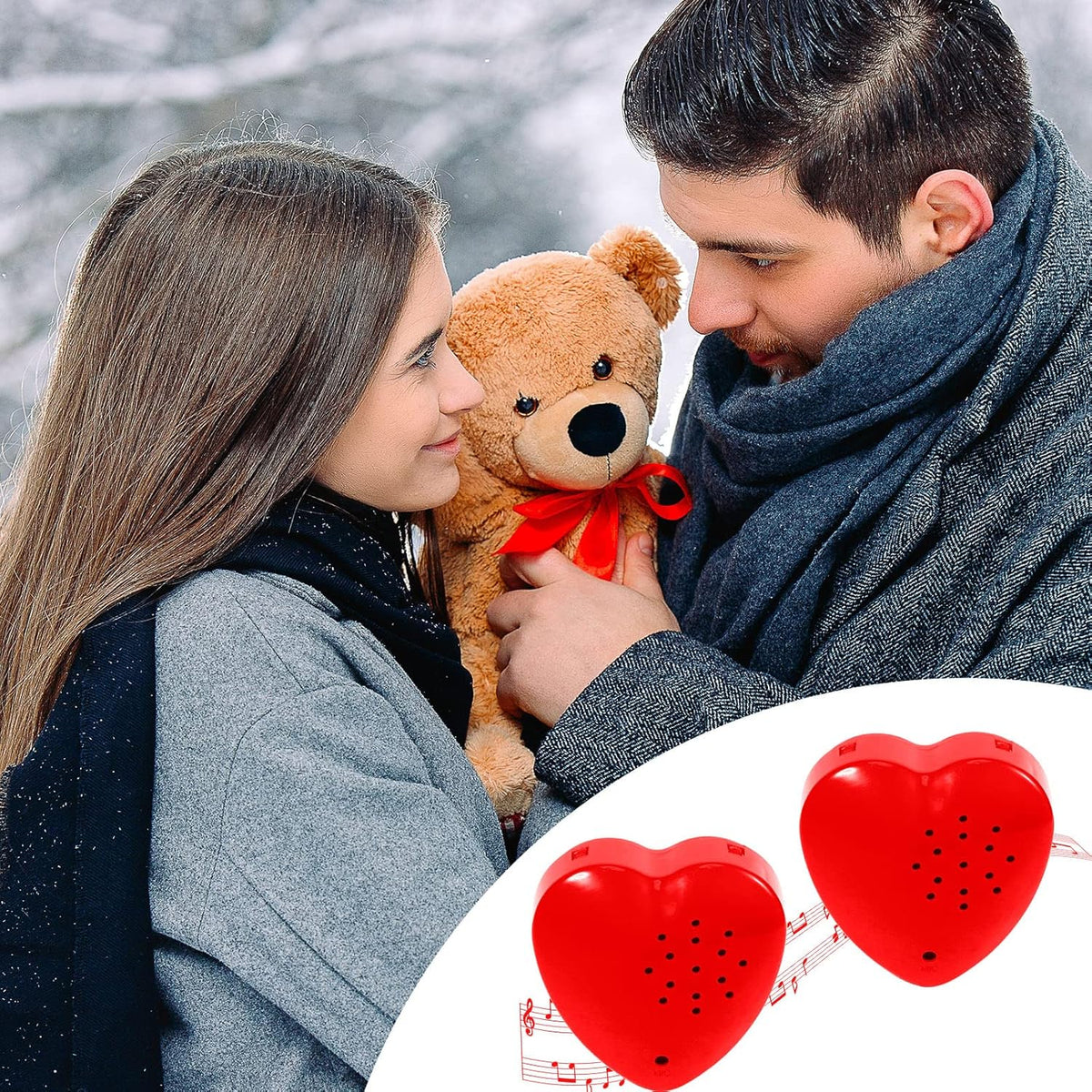 Civaner 4 Pack 60 Seconds Voice Recorder for Stuffed Animal Heart Red Push Button Heart Shaped Sound Recorder