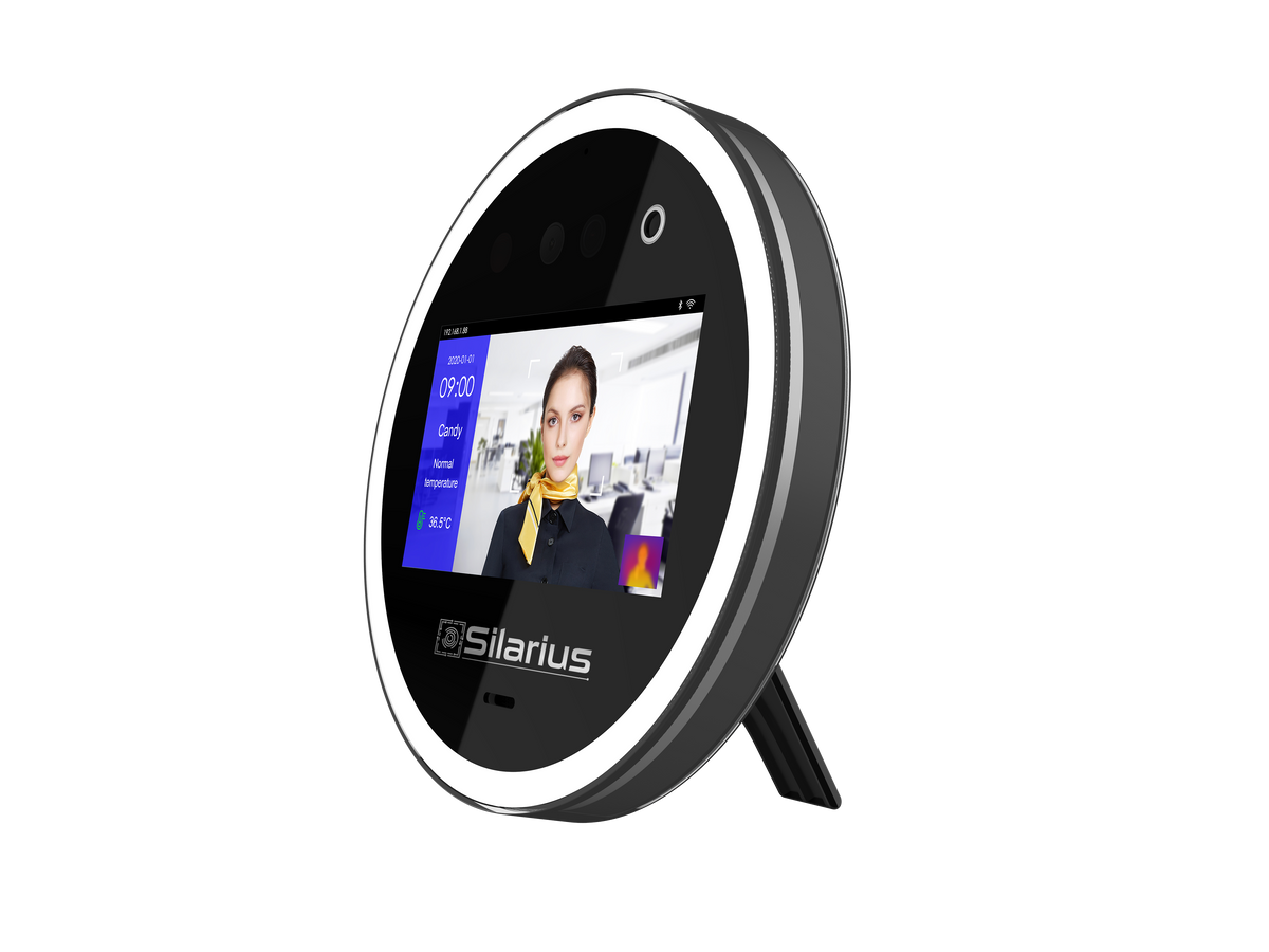Silarius SIL‐ACCESSTEMP Smart Facial Time Attendance Access Control Terminal with Temperature Measurement , Employee time management Device (NDAA Compliant)