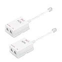 Uvital in-Line DSL Filter Splitter, ADSL Splitter Filter, DSL Filter for Landline Phone, RJ11 6P2C Male to 2 Female Telephone DSL Modem, White (2PC)