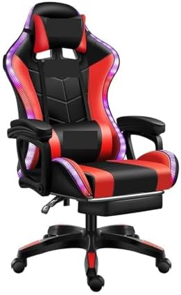Computer Chair Gaming ChairComputer ChairLeather Office Chair Light Gamer Chair Swivel Gaming Chair Chair (Black Pedal One Size)