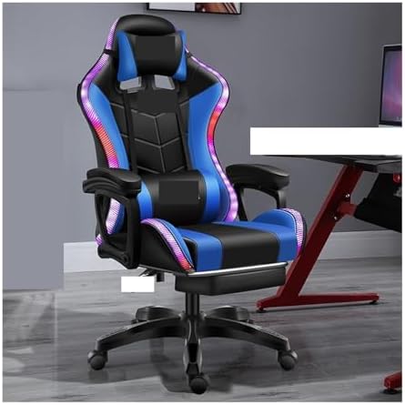 Computer Chair Gaming ChairComputer ChairLeather Office Chair Light Gamer Chair Swivel Gaming Chair Chair (Black Pedal One Size)