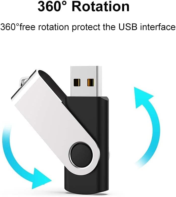 JUANWE 8GB USB Flash Drive 50 Packs, Bulk USB Sticks 2.0 Mutipack Thumb Drive 360° Swivel USB Stick, FAT32 Jump Drives Pen Drive Zip Drives for Data Storage/Files Backup/Document Transfer - Black