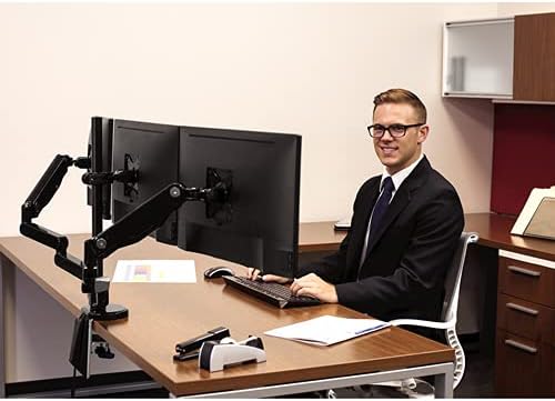 Fellowes Platinum Series Triple Monitor Arm for 27-Inch Monitors, Full Motion, 360° Rotation, VESA Mount with Grommet or Clamp, USB Ports, Ergonomic, Black, 8042601