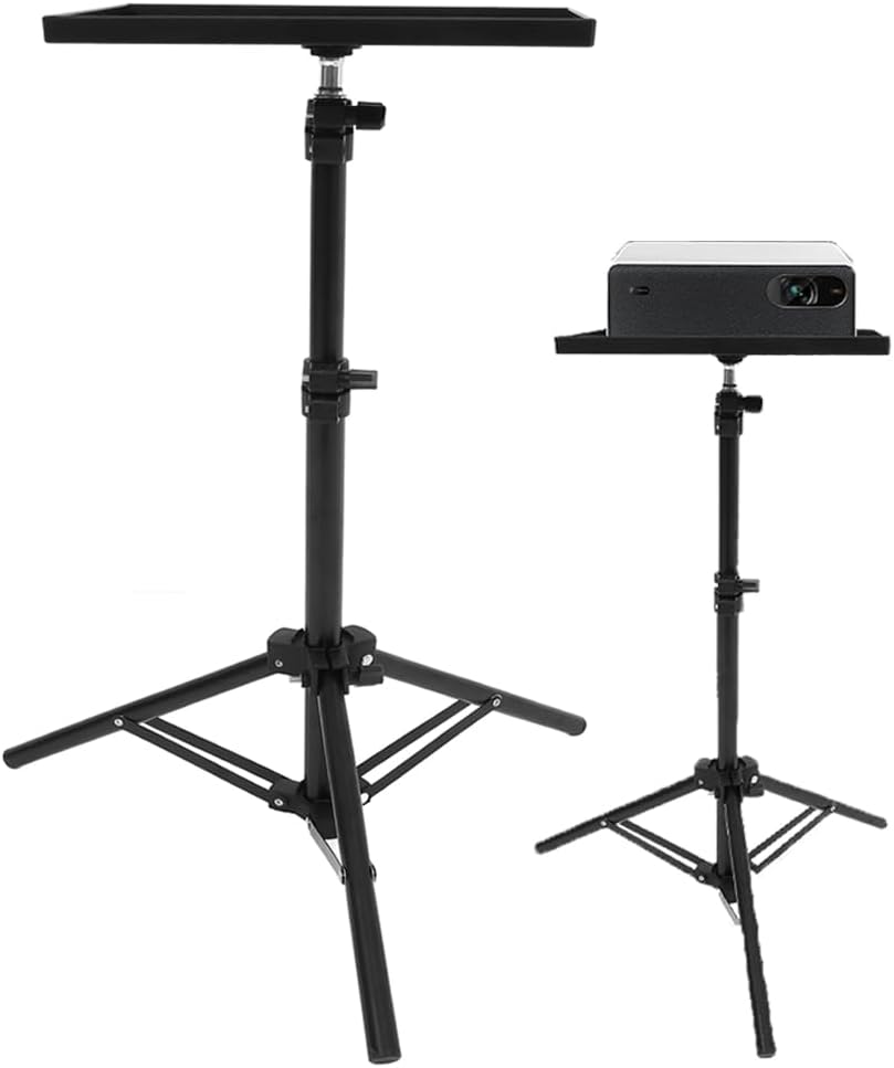 MAGICLULU Projector Stand Tripod 44.88 Inch Height Adjustable Tripod Stand Portable Projector Table with Tray for Office Home Movie Equiqment (Tray Size 7.09 x 9.84Inch)