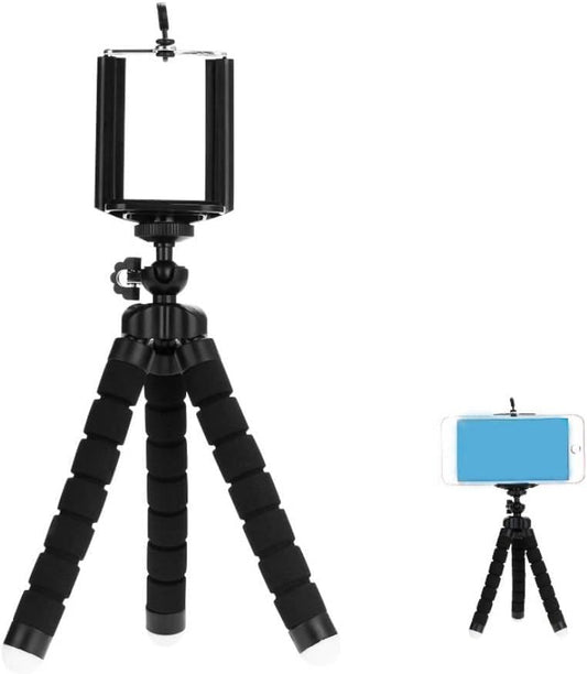 AKOAK 1/4 6 Inch,Black Mini Camera Tripod, Portable and Flexible Tripod with Cell Phone Holder Clip, Standard Screw
